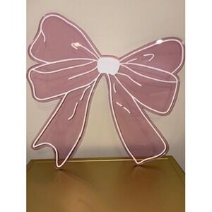 Pink Bow Neon Sign Wall‎ Decor  Accent Piece